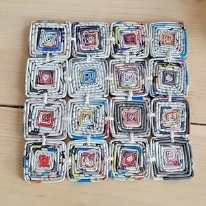 Vintage Woven Newspaper Hot Plate Trivet